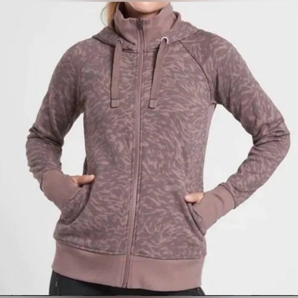 Athleta Triumph printed full zip hoodie workout running athleasiure size medium - Picture 1 of 7